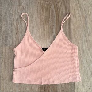 Topshop Pink Spaghetti Strap Cropped Ribbed Tank Top - Size 6
